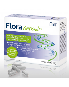 Flora Kapseln | 30 Kapseln mit mind. 3,8 Milliarden Keimen pro Kapsel und B-Vitaminen 